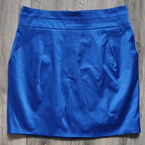Dynamite New With Tag Size 11 Blue Heavy Sateen Tulip Skirt With Pockets - Picture 1 of 7